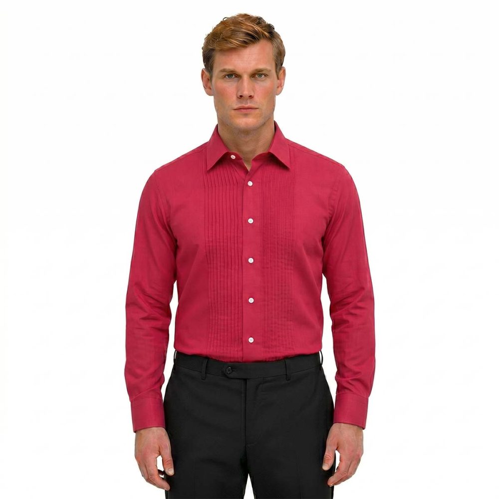 Andre Emilio Red Tuxedo Shirt For Men