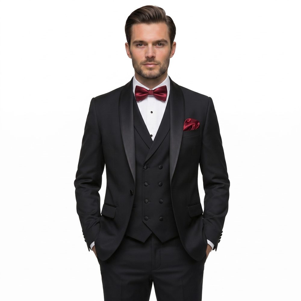 Andre Emilio Royal Black Slim Fit Tuxedo For Men