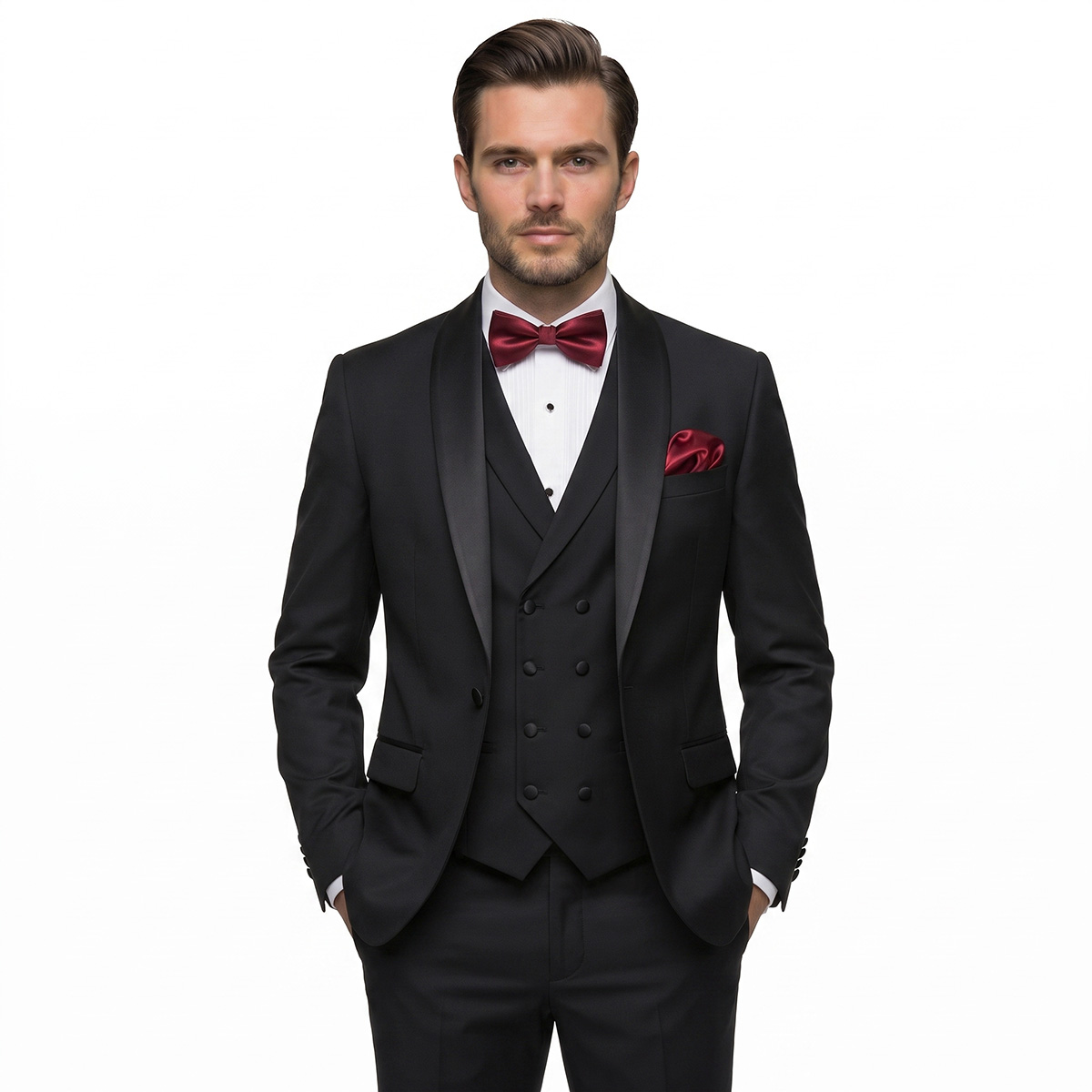 Andre Emilio Royal Black Slim Fit Tuxedo For Men