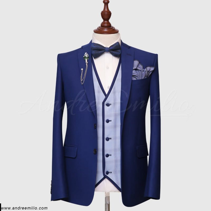 Tailored Fit Royal Blue 3 Piece Suit