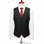Andre Emilio Black 3 Piece Tuxedo With Red Satin Lapel