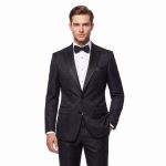 Andre Emilio Textured Black Tuxedo With Satin Peak Lapel