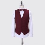 Andre Emilio Maroon Tuxedo Suit With Black Lapel