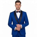 Andre Emilio Mens Royal Blue Tuxedo Suit With Satin Shawl Lapel
