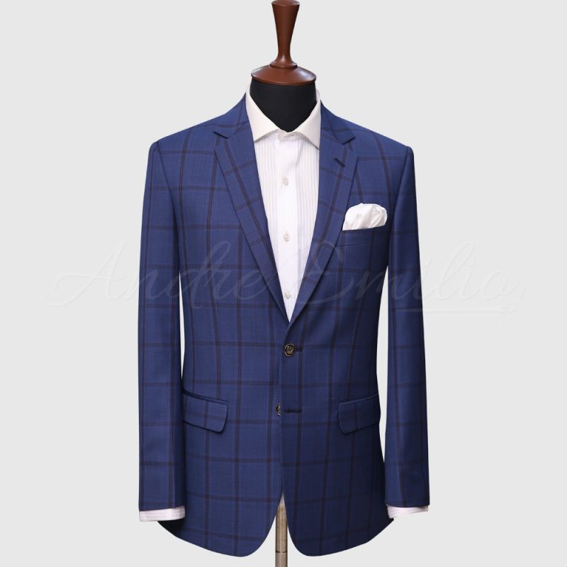 Dark Blue Windowpane Check Suit