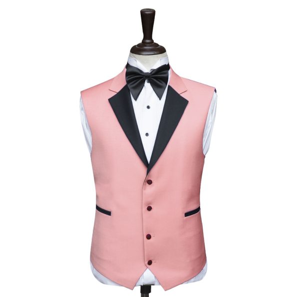 Pink Tuxedo Vest With Black Lapel