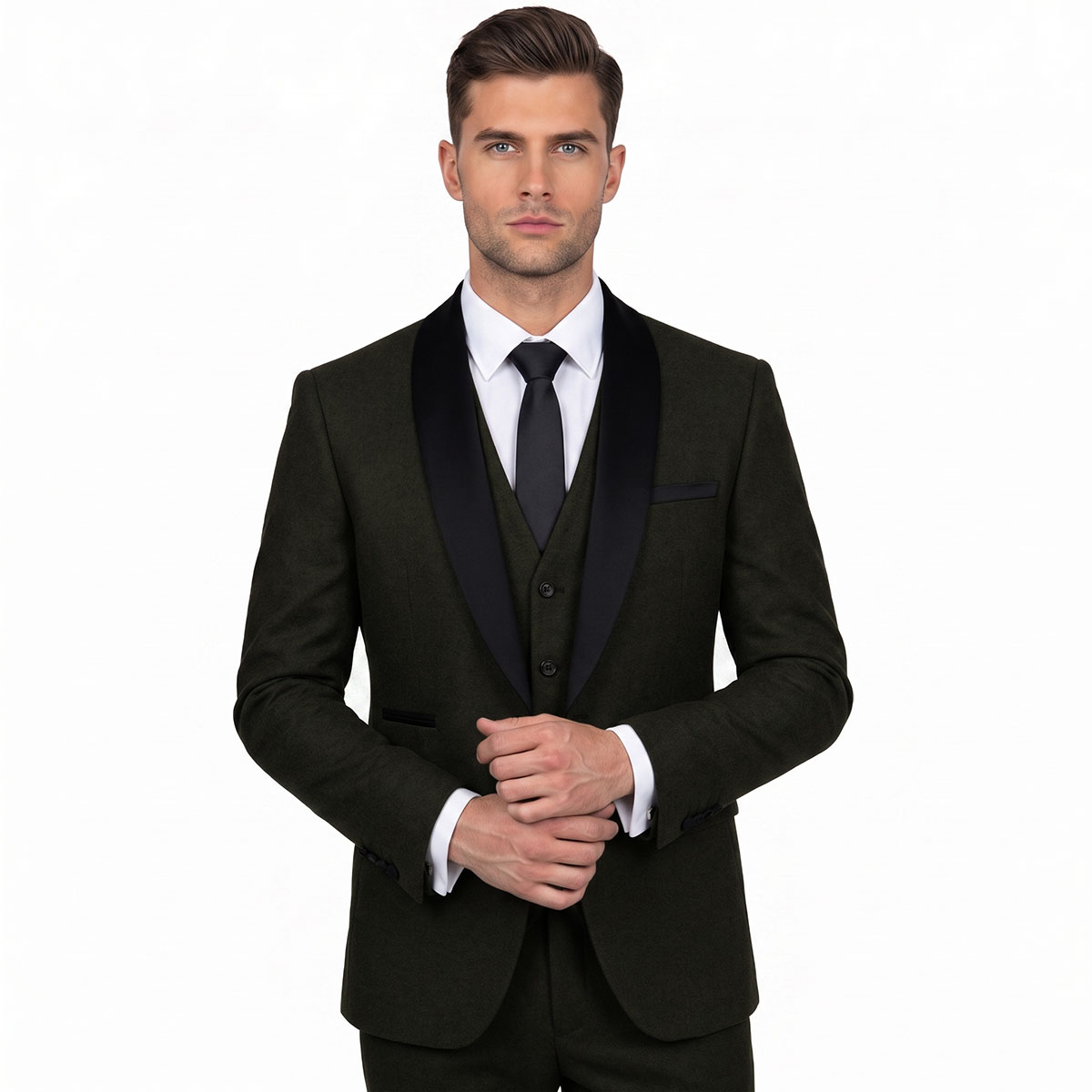 Andre Emilio 3 Piece Olive Green Tuxedo Suit