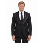Andre Emilio Black Textured Tuxedo Suit