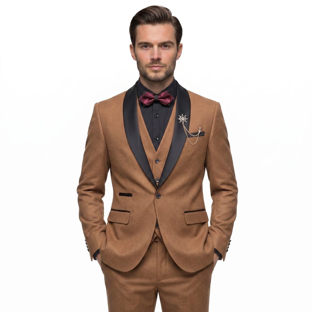 Andre Emilio Brown Tuxedo Wedding Suit