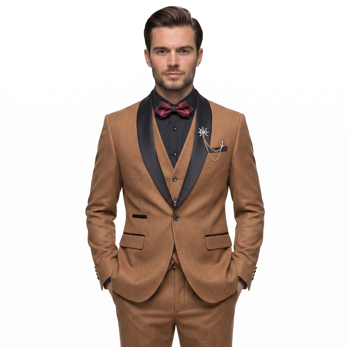 Andre Emilio Brown Tuxedo Wedding Suit
