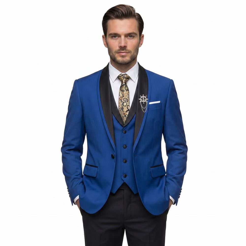 Andre Emilio Navy Blue Wedding Tuxedo Suit