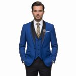 Andre Emilio Navy Blue Wedding Tuxedo Suit