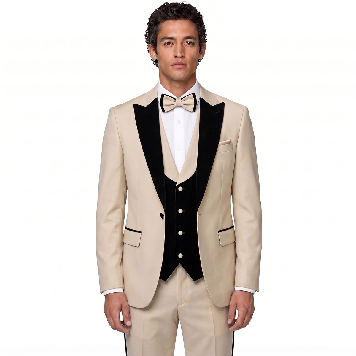 Andre Emilio Off White Tuxedo Wedding Suit