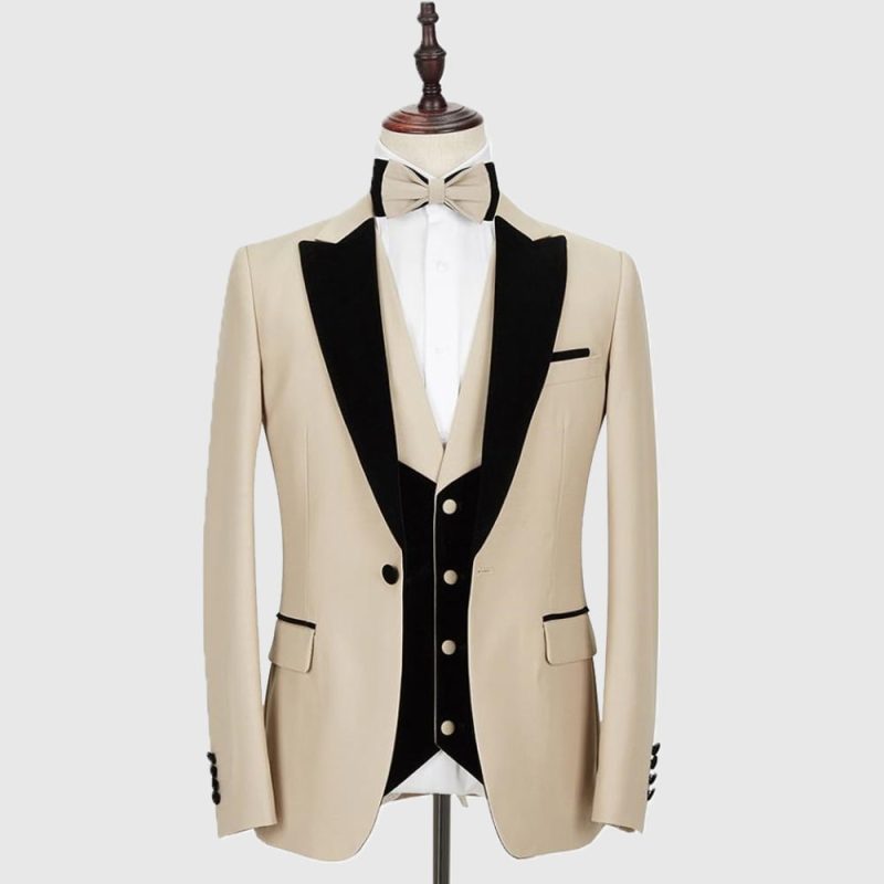 Off White Tuxedo Wedding Suit