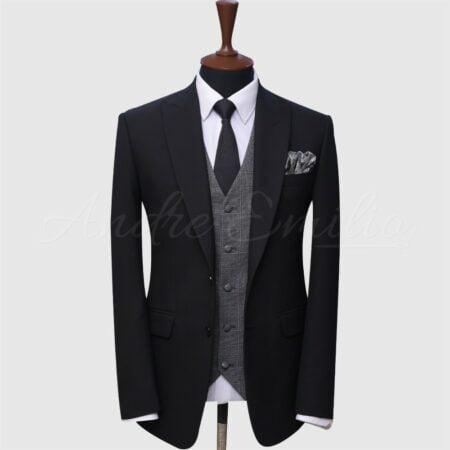 3 Piece Black And Gray Suit