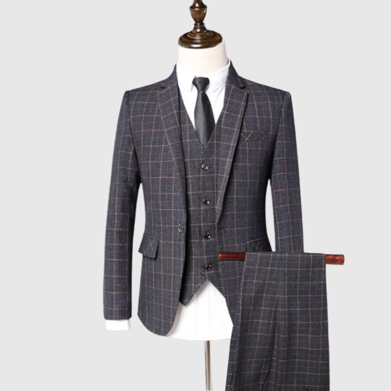 3 Piece Gray Check Suit
