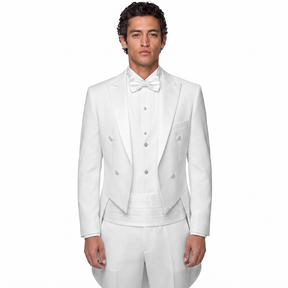 Andre Emilio Pure White British Morning Tuxedo Suit Men