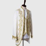 Premium White 3 Piece Suit With Golden Pattern