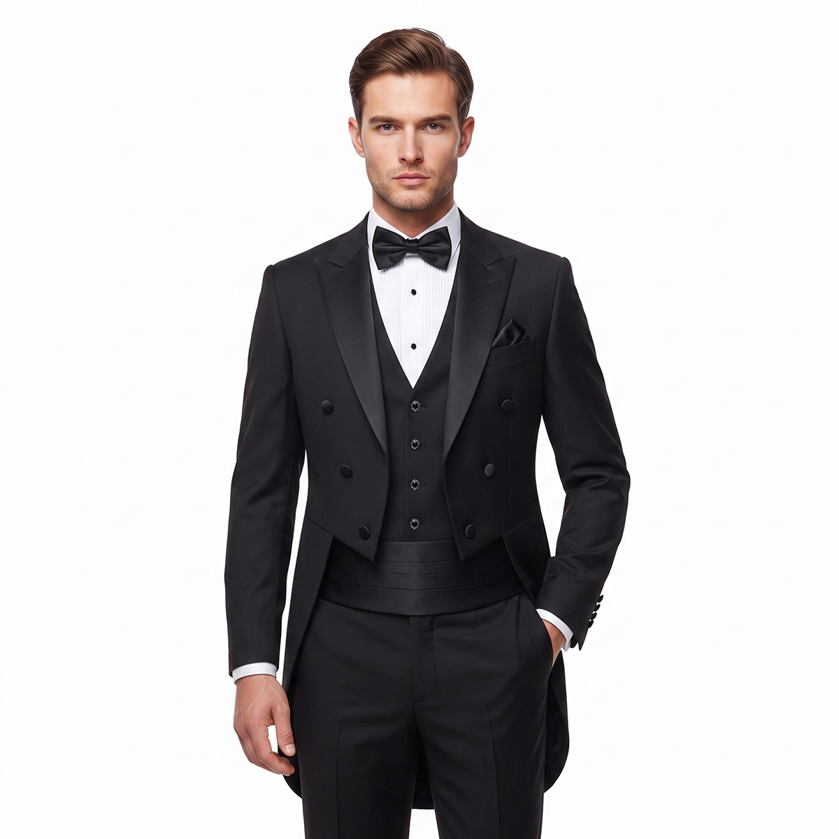 Men Bespoke Black British Morning Tuxedo Suit