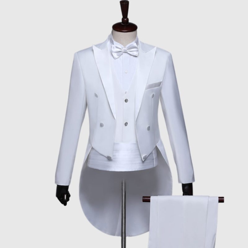 Plain White British Morning Tuxedo Suit