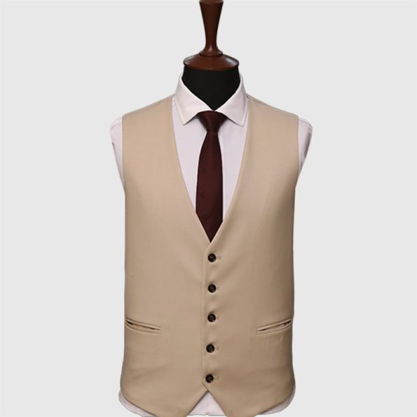 Premium Fine Cream 3 Piece Suit Vest Front