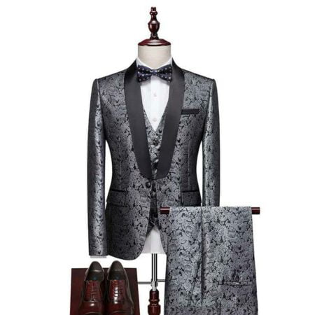texture gray tuxedo suit