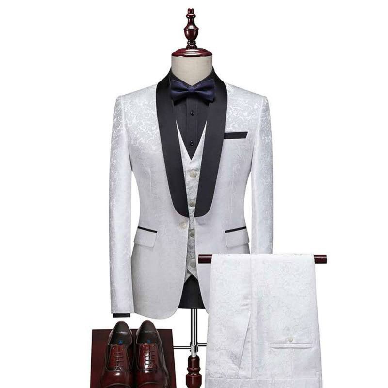 Texture White Tuxedo Suit