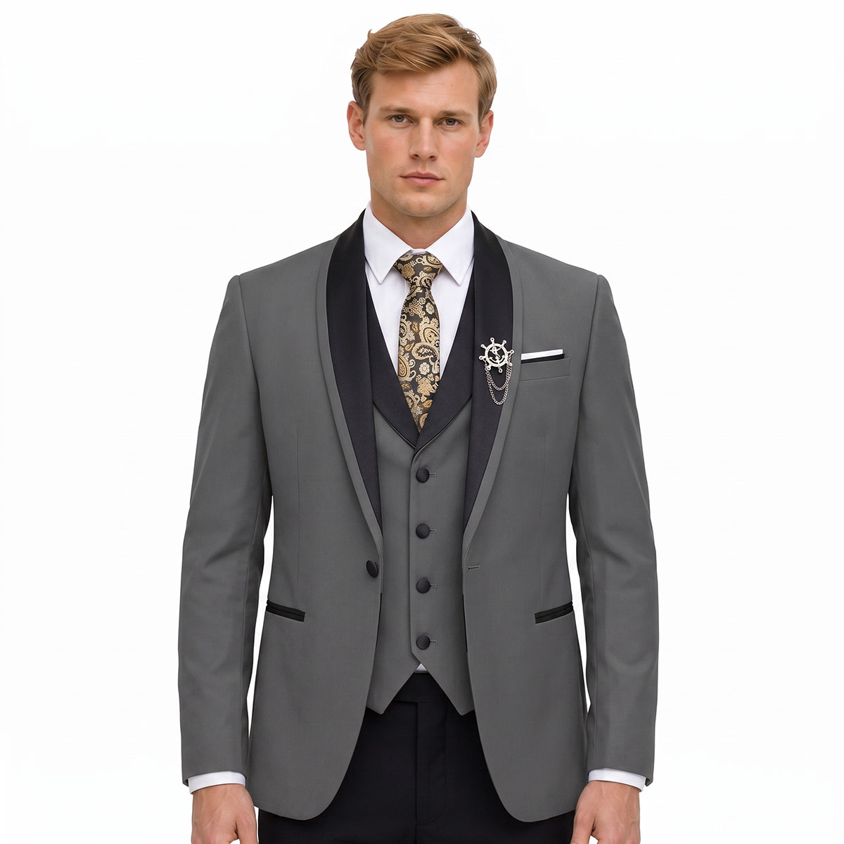 Andre Emilio Classic Grey Tuxedo Wedding Suit
