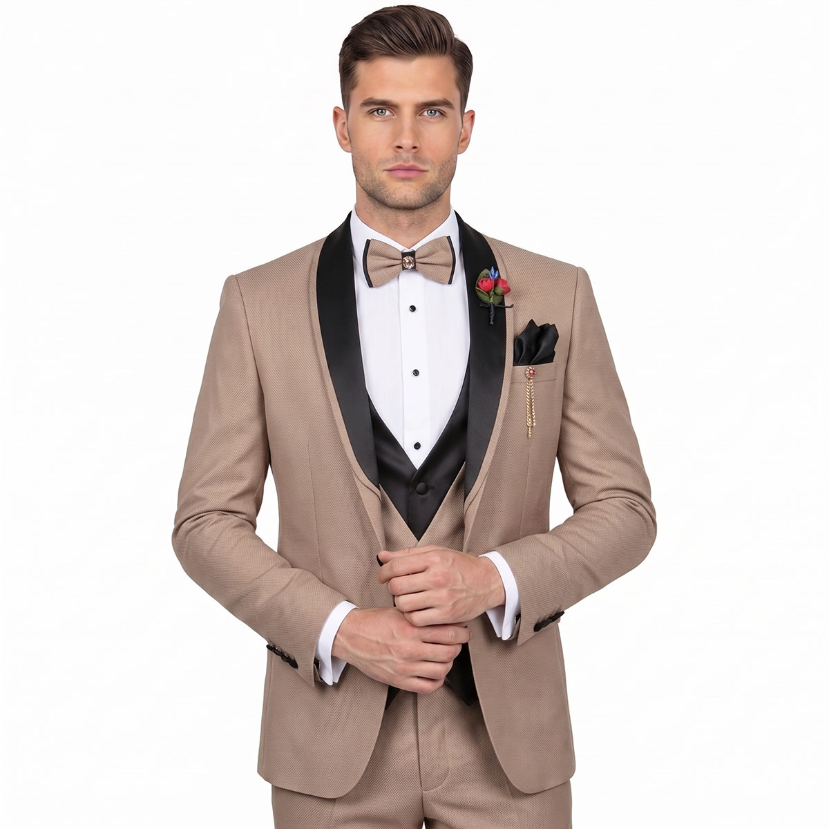 Andre Emilio Light Camel Tuxedo Suit Men