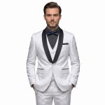 Andre Emilio Texture White Tuxedo Suit