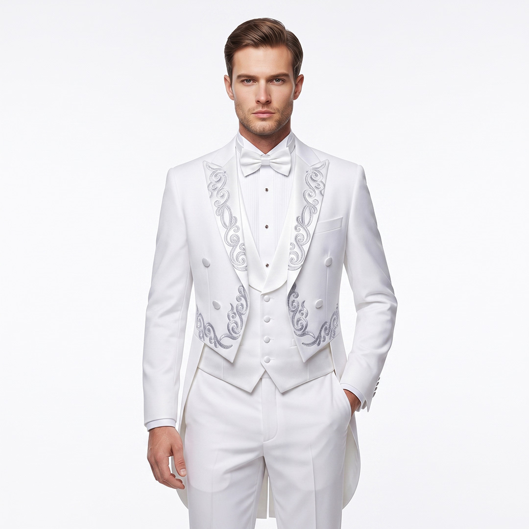 Andre Emilio White British Morning Tuxedo Suit
