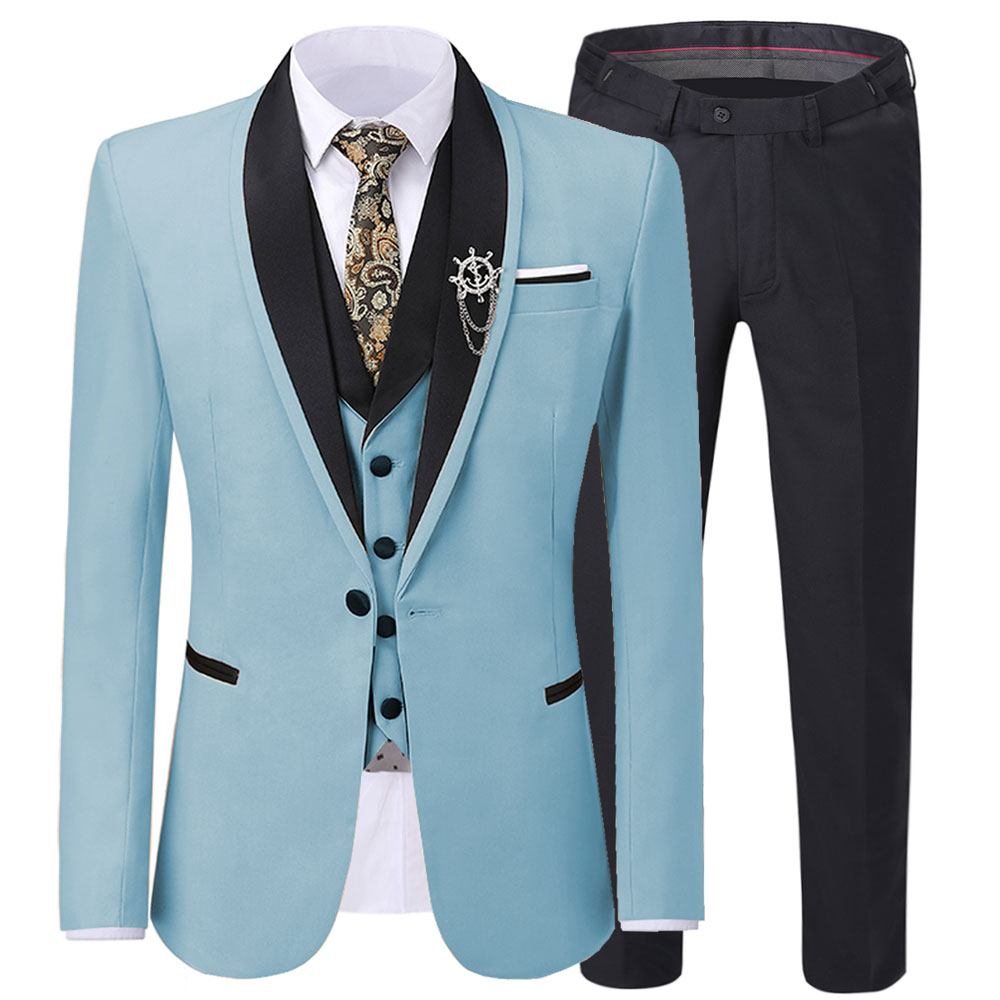 Sky blue 3-piece trouser suit