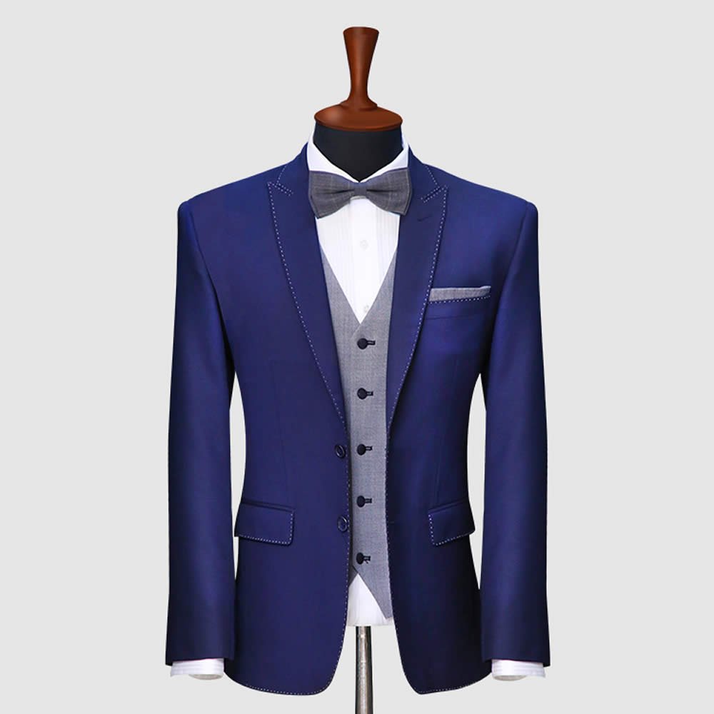 Special 20% Off Men Dark Navy Blue Suit With Waistcoat