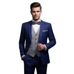 Men Dark Navy Blue Suit With Waistcoat