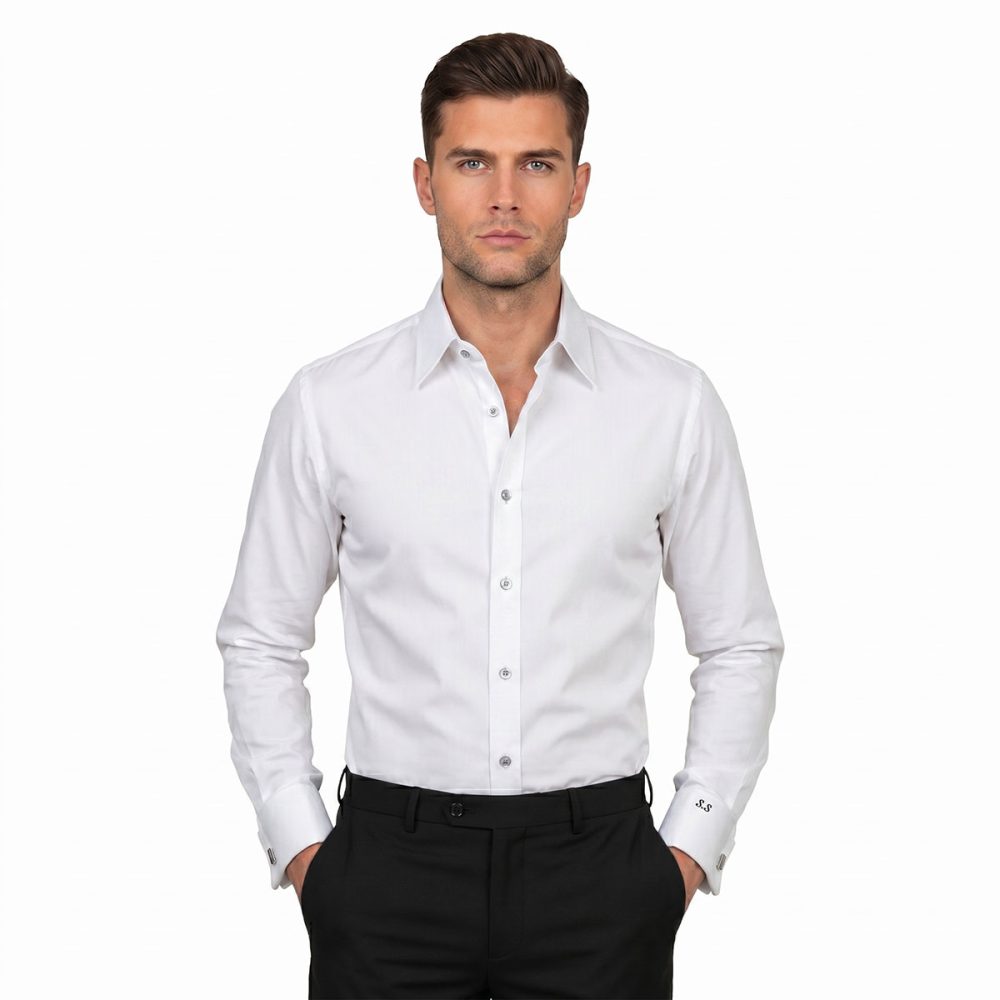 100% Cotton Classic White Shirt With Two Button Angle Cuffs