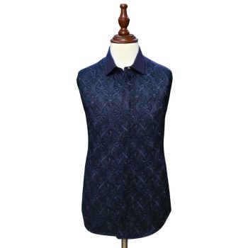 Blue Thread Embroided Men Shirt Front