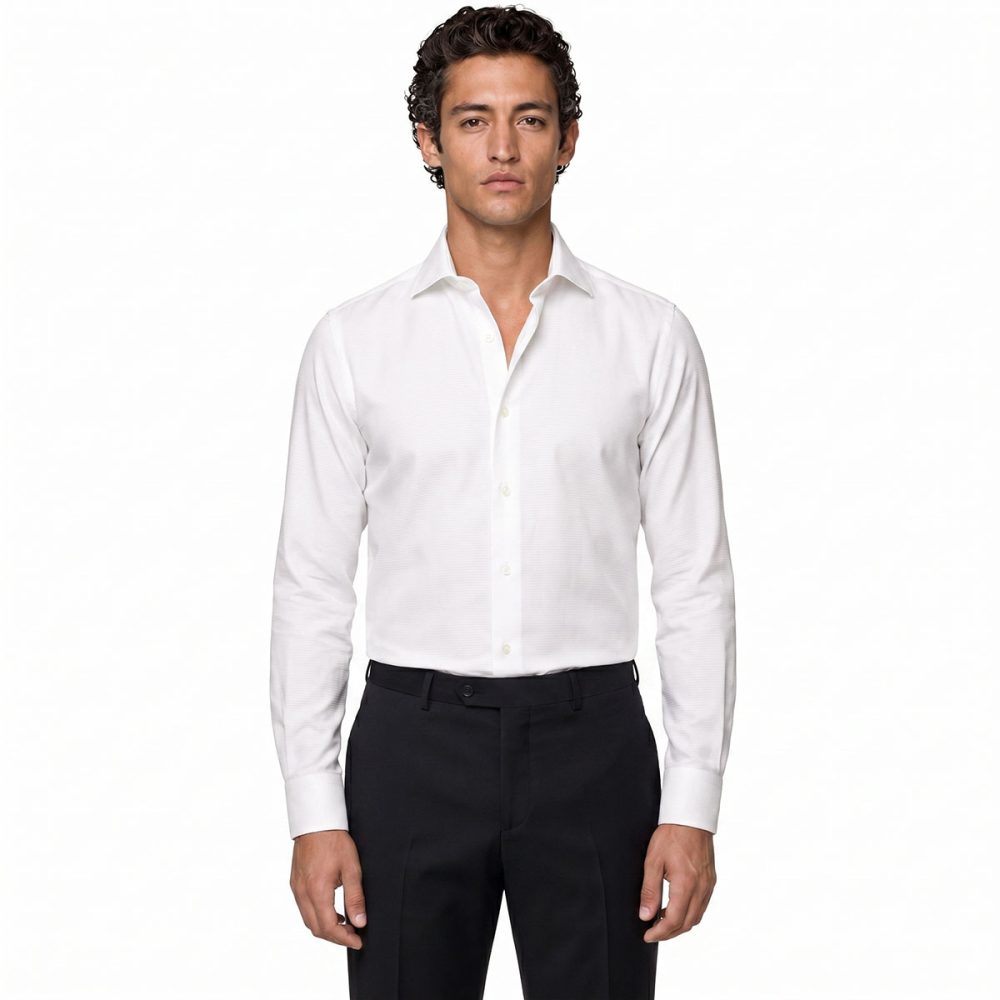 Custom Self Dotted White Texture Shirt