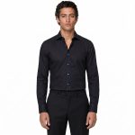 Custom Slim Fit Royal Black Shirt With Wide Spread Collar