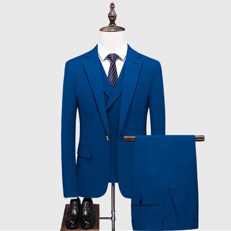 Buy Men Azure Blue 3 piece Suit - Get 10% Discount