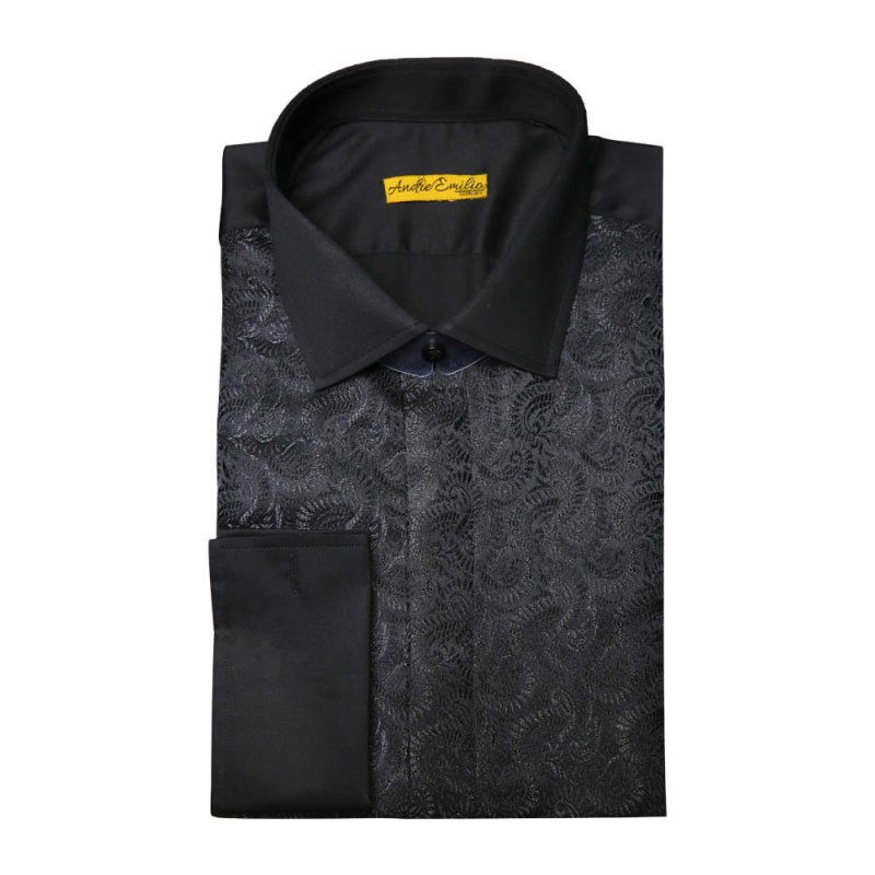 Men Black Self Textured Shirt 1