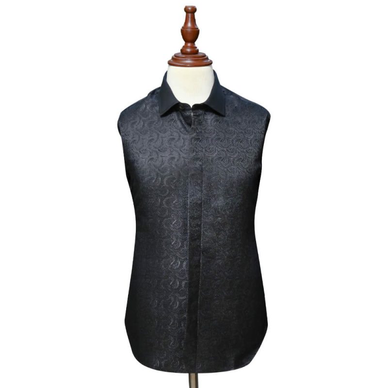 Men Black Self Textured Shirt Front