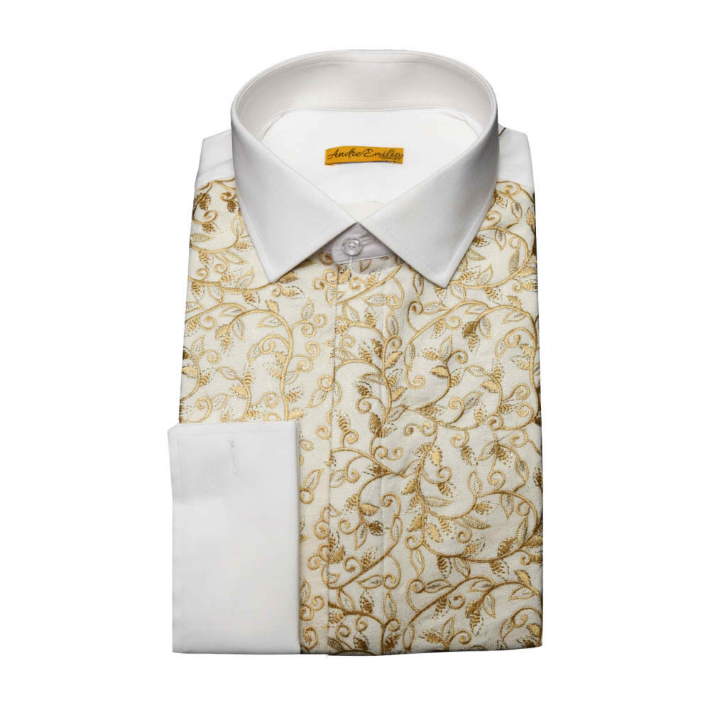 White Dress Shirt with Design Comes with Thread Work