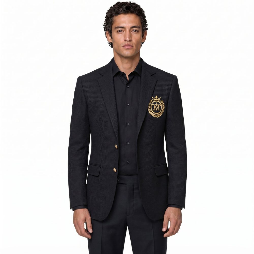 Andre Emilio Black Monogrammed Blazer
