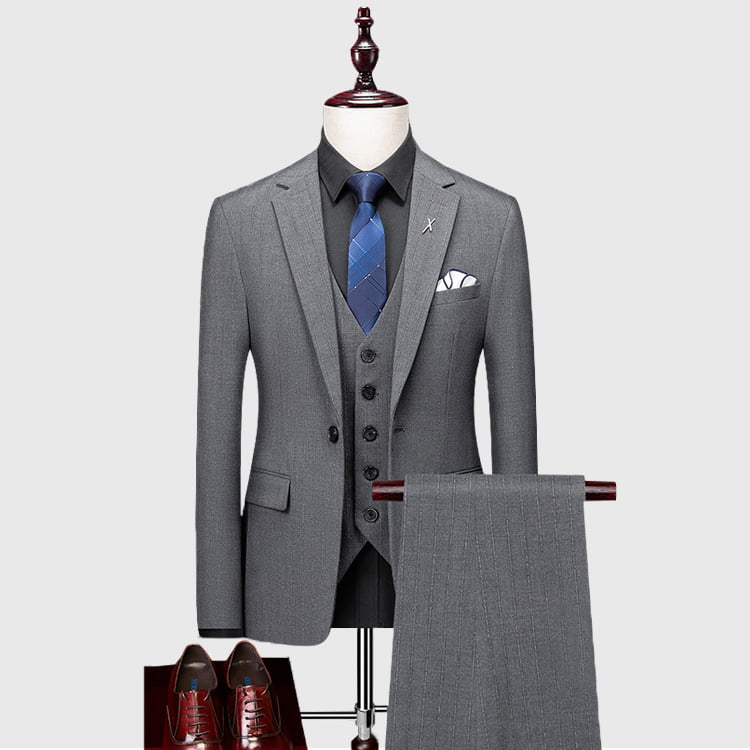 Charcoal gray two-piece suit