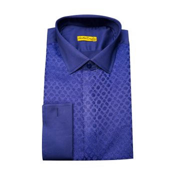 Dark Blue Textured Shirt For Men