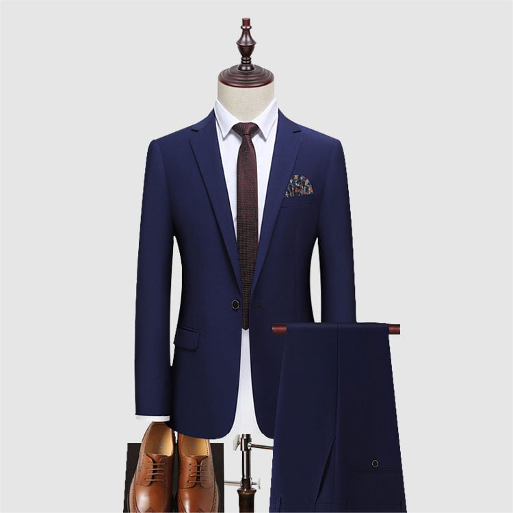 Men Blue Slim Fit Suit - Free Shipping Order Above $500+