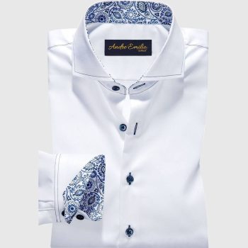 White Shirt With Paisley Pattern Contrast