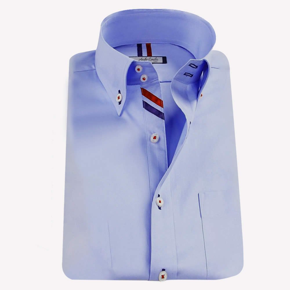 Stylish Button Down Slim Fit Men Light Blue Shirt