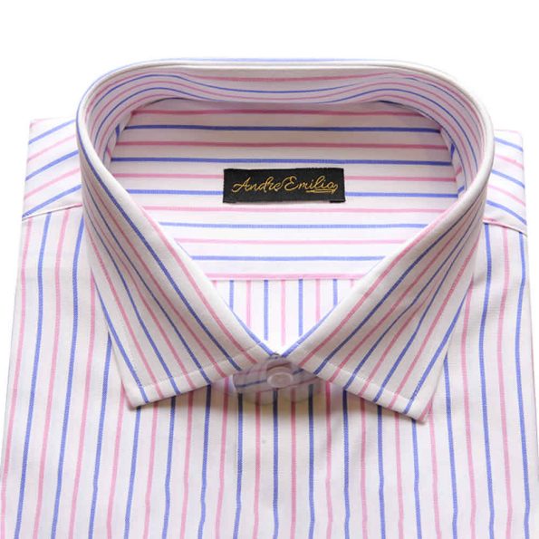Pink and Blue Striped Shirt collar