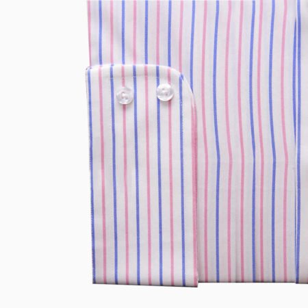 Pink and Blue Striped Shirt cuff